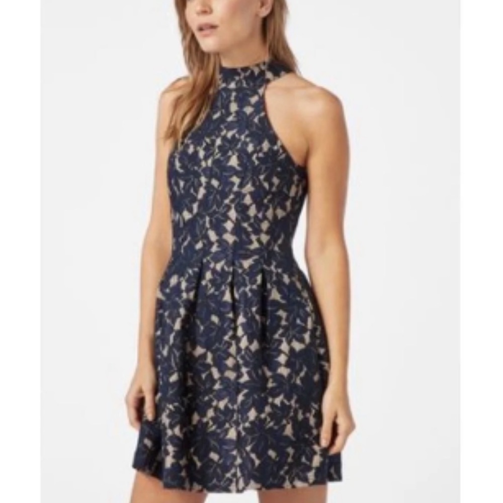 Altar'd State Navy and Cream Lace Dress